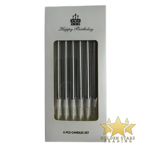 #PS2838 - 6 Pcs Metallic Candles - Silver