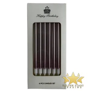 #PS9871 - 6 Pcs Metallic Candles - Pink