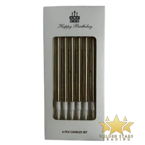 #PS9256 - 6 Pcs Metallic Candles - Light Gold