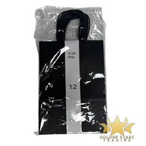 #PS5944 - Kraft Paper Bag with Handle - Black (12ct) - Small