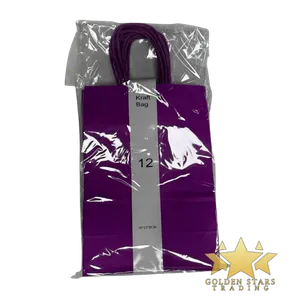 #PS3474 - Kraft Paper Bag with Handle - Purple (12ct) - Small