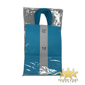 #PS7435 - Kraft Paper Bag with Handle - Light Blue (12ct) - Small