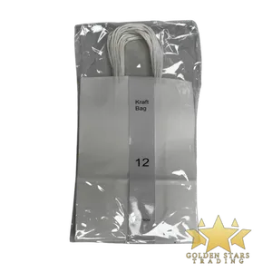#PS7464 - Kraft Paper Bag with Handle - White (12ct) - Small