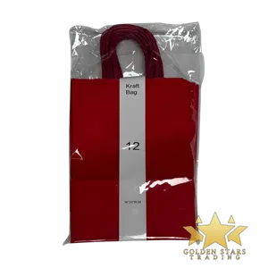 #PS3367 - Kraft Paper Bag with Handle - Red (12ct) - Small