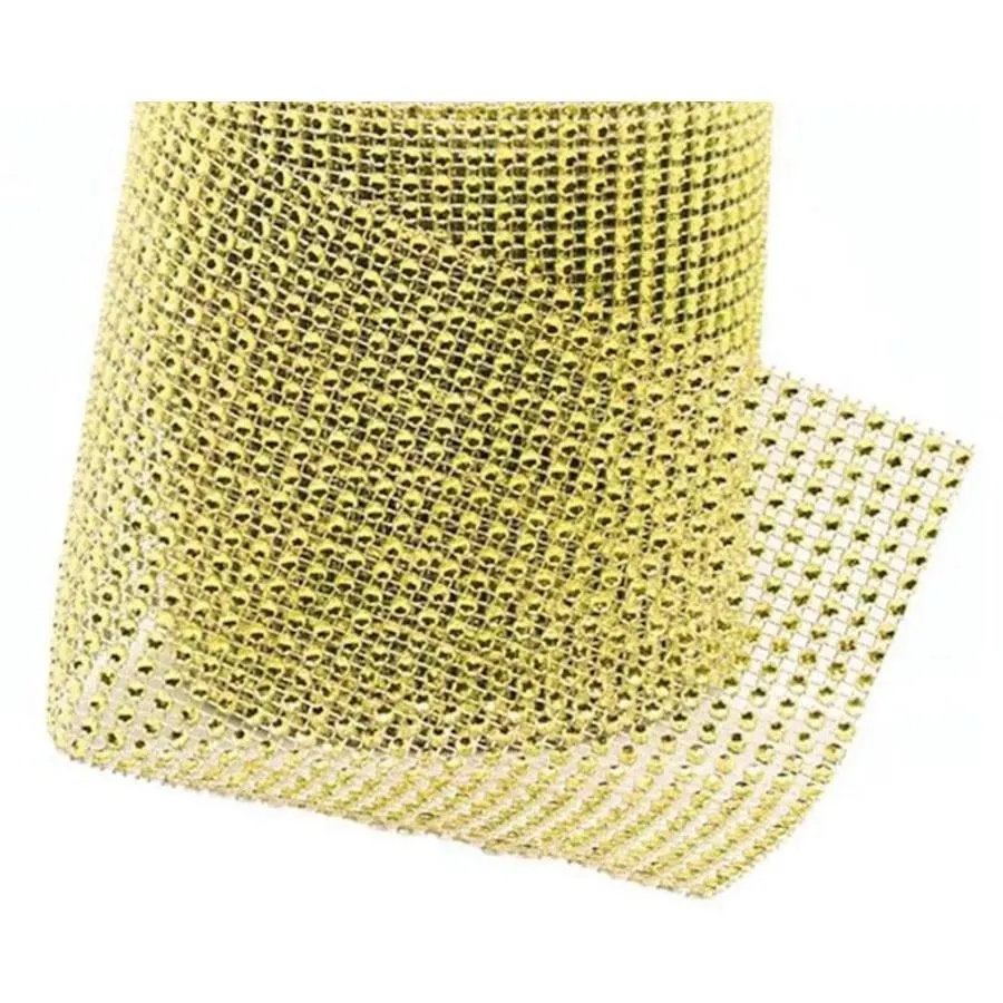 #PS3903 - Gold Diamond Mesh Ribbon - 1 Yard