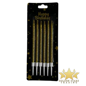 #PS5367 - 6 pcs Glitter Gold Candles