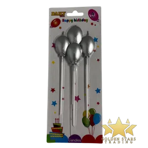 #PS6256 - 4 Pcs Silver Balloon Candles