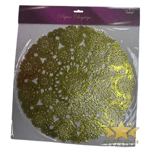 #CS3844 - 30cm Round Gold Paper Doilies (12ct)