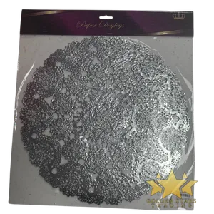 #CS3343 - 30cm Round Silver Paper Doyleys (12ct)