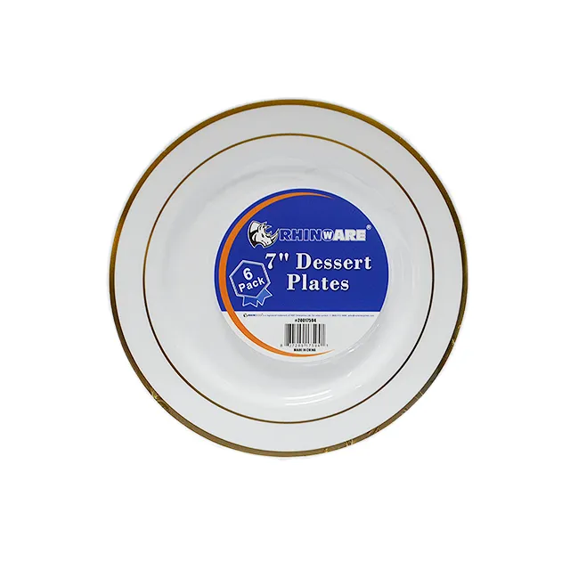#PS5941 - 7" Gold Rim Plastic Tea Plates (6ct)