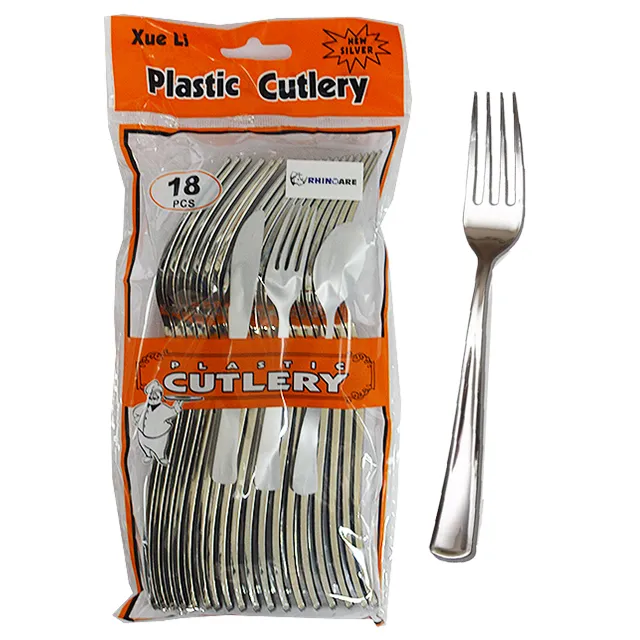 #PS5866 - Silver Plastic Dinner Forks (18ct)