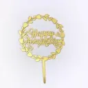 #CT3790 - Happy Anniversary Gold Acrylic Cake Topper