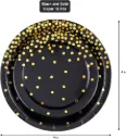 #PS6025 - 9" Black Paper Plates with Gold Foil Polka Dots (10ct)