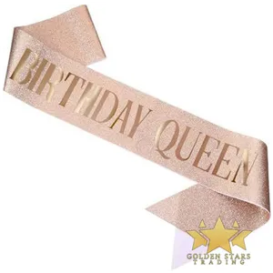 #PS4377 - Birthday Queen Sash - Glitter Rose Gold
