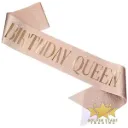 #PS4377 - Birthday Queen Sash - Glitter Rose Gold