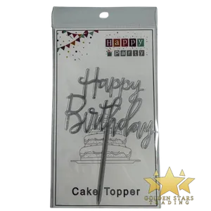 #CT5727 - Happy Birthday Cake Topper - Silver