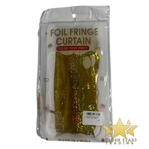 #PS7685 - Iridescent Foil Fringe Curtain - Gold