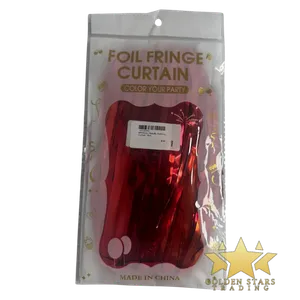 #PS9015 - Metallic Foil Fringe Curtain - Red