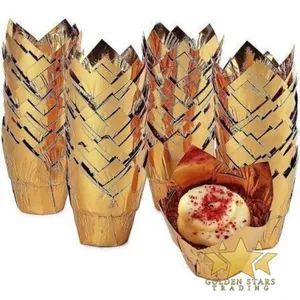 #PK3469 - Tulip Foil Baking Cups - Gold (100ct)