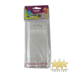 #PK0698 - Pointer Clear Bags with Adhesive Strip and Hanging Header 6cm x 12cm (50ct)