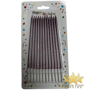 #PS1039 - 12pc Long Metallic Candles - Pink