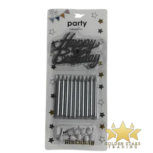 #PS8714 - Happy Birthday Candle Set - Silver
