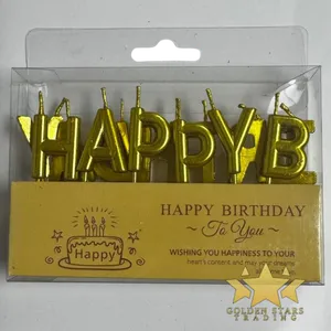 #PS7108 - Happy Birthday Letters Candle Set - Gold