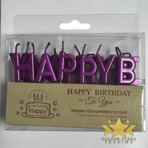#PS6447 - Happy Birthday Letters Candle Set - Purple