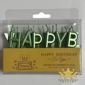 #PS2804 - Happy Birthday Letters Candle Set - Green