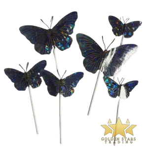 #CT8278 - 6 Pcs Butterfly Cake Toppers Set - Blue