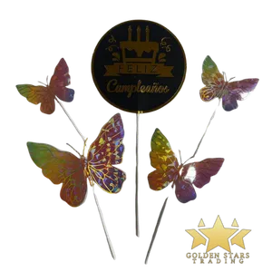 #CT7050 - Feliz Compleanos Butterfly Cake Topper Set
