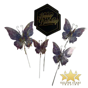#CT3986 - Happy Birthday Butterfly Cake Topper Set