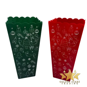#PK6677 - Christmas Plastic Container - Green/Red (Tall)