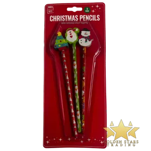 #ST6270 - 3 Pcs Christmas Pencils with Erasers