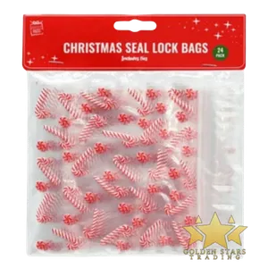 #PS4119 - Christmas Seal Lock Bags - Candy Canes (24ct)
