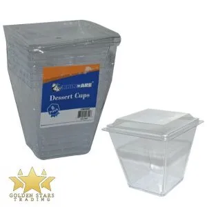 [20020399] #PK3996 - (6pk) 8oz Clear Dessert Cups with Lids