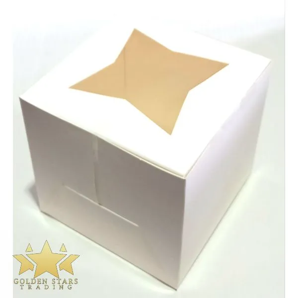 #PK9874P - 6"x6"x6" White Cake Box with Window