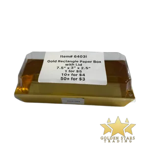 #PK6403U - (Medium) Gold Rectangle Paper Box with Lid