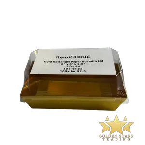 #PK4860i - (Small) Gold Rectangle Paper Box with Lid