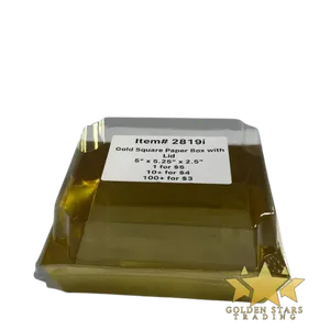 #PK2819i - (Medium) Gold Square Paper Box with Lid