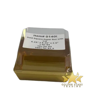 #PK0140i - (Small) Gold Square Paper Box with Lid