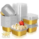 #PK9261E - 5oz (150ml) Gold Square Aluminum Foil Cup with Lid