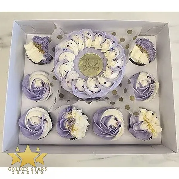 4549J - White Bento Cake Box with Clear Lid – 8 Cupcake Cavities