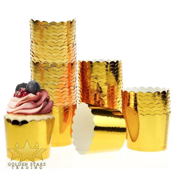 #PK5818 - Gold Foil Cupcake Paper Cups 12ct