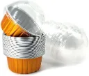 #PK6910E - 5oz (125ml) Gold Round Aluminum Foil Cup with Dome Lid