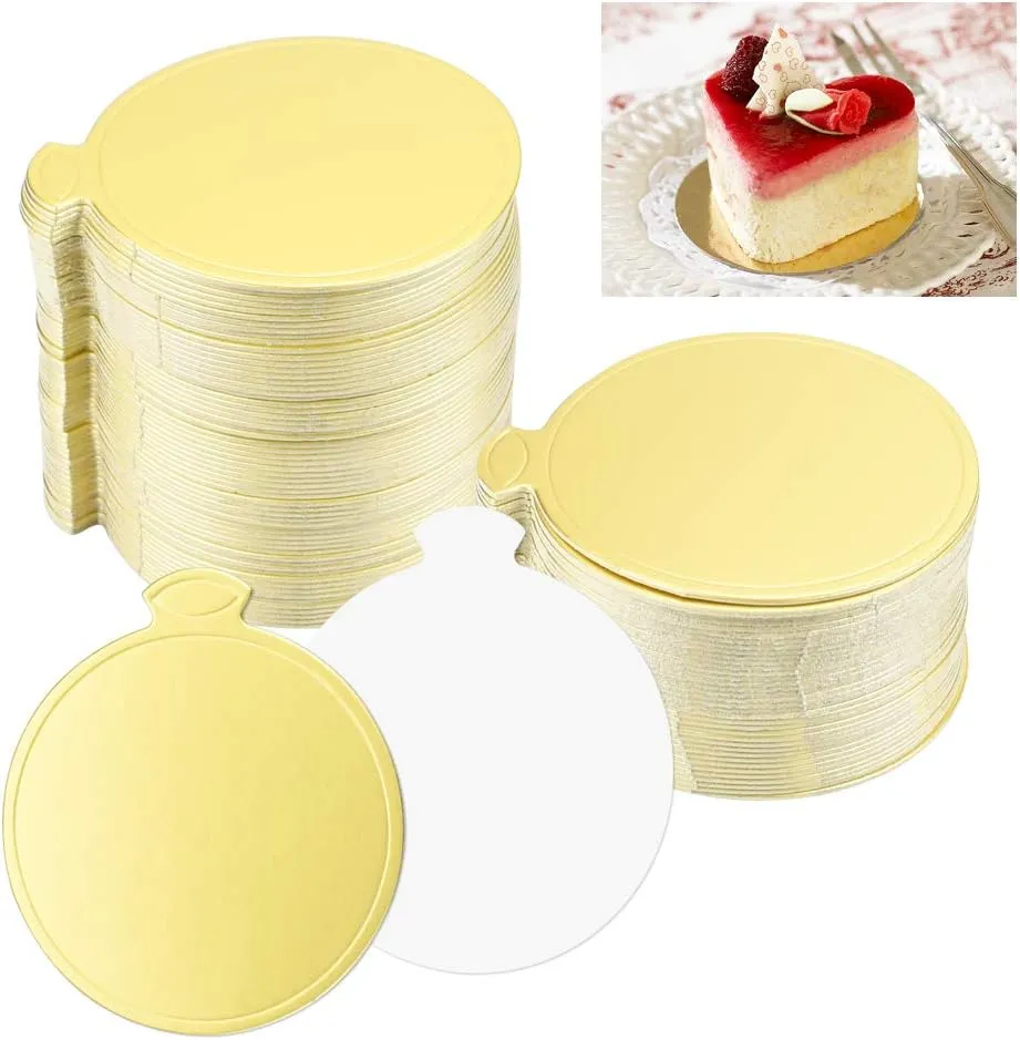 #PK3482 - Gold Cake Pastry Board – Circle 8cm