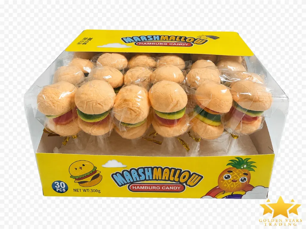 #CN6540 - Marshmallow Hamburger Candy Lollipop 30ct