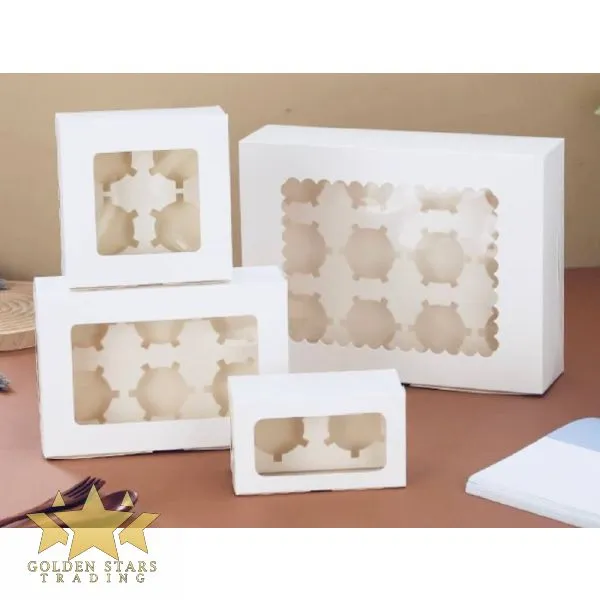 PK5826F - (10pk) White Cupcake Box with Window and Insert - 4 Cupcake