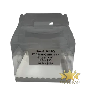 #PK8618Q - 8" Clear Gable Cake Box
