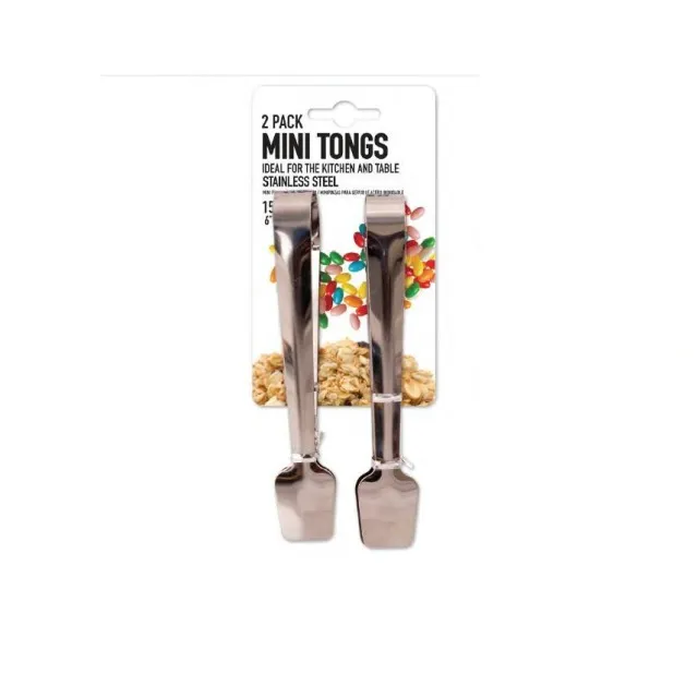 #HH7558 - 2 PC Stainless Steel Mini Tongs (15.5cm)